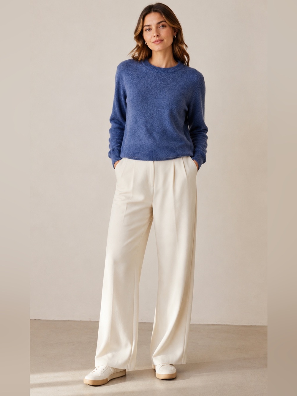 Simons reprocessed lambswool knit sweater speckled blue sz medium